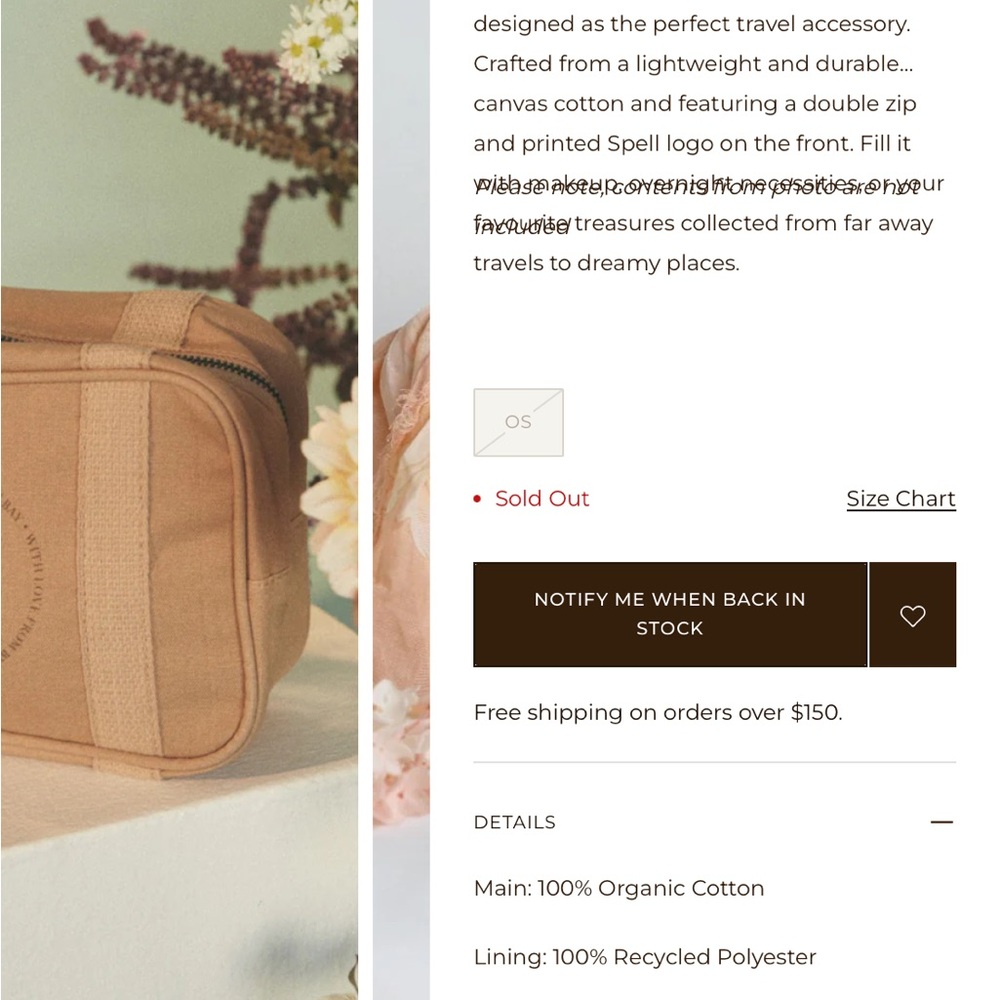 NEW! Rare Spell Sandstone Canvas Travel Pouch in Tan - Picture 3 of 9